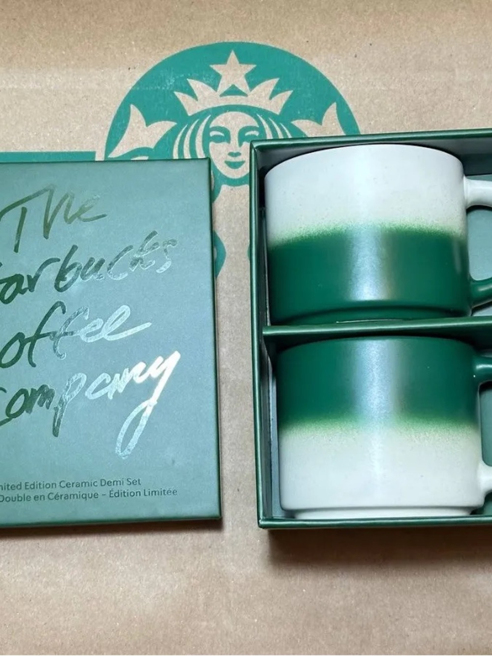 Starbucks Green Fade Ceramic Demi Cup Set